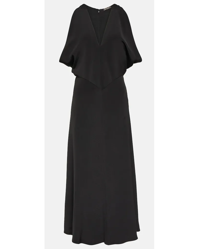 Loro Piana Abito lungo flared in seta Nero