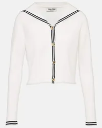 Miu Miu Cardigan in misto cotone a righe Bianco