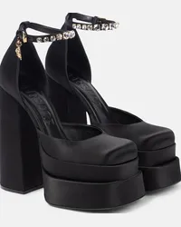 Versace Pumps Medusa Aevitas in raso con plateau Nero