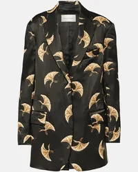 Dries van Noten Blazer in raso con stampa Nero