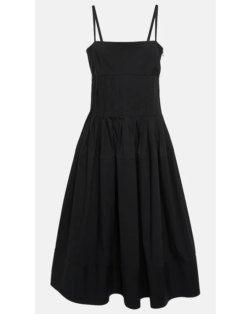 Proenza Schouler Abito midi in popeline di misto cotone Nero