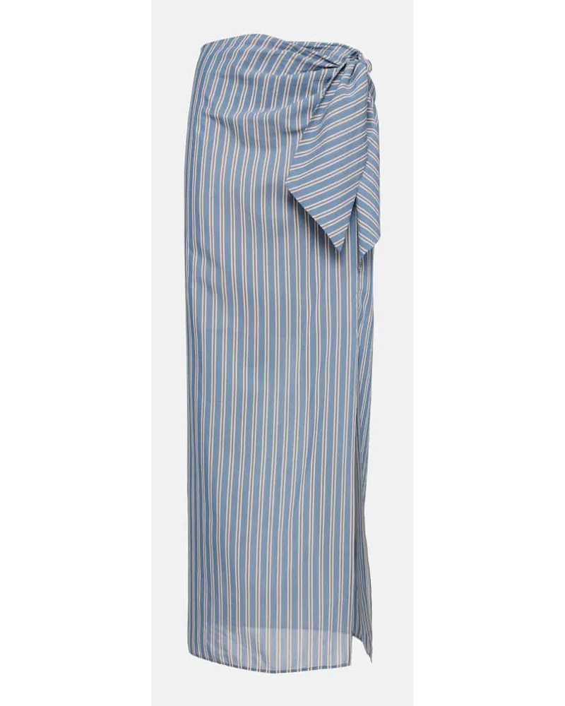 Brunello Cucinelli Gonna in cotone e seta a righe Blu