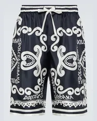 Dolce & Gabbana Shorts in twill di seta con stampa Multicolore