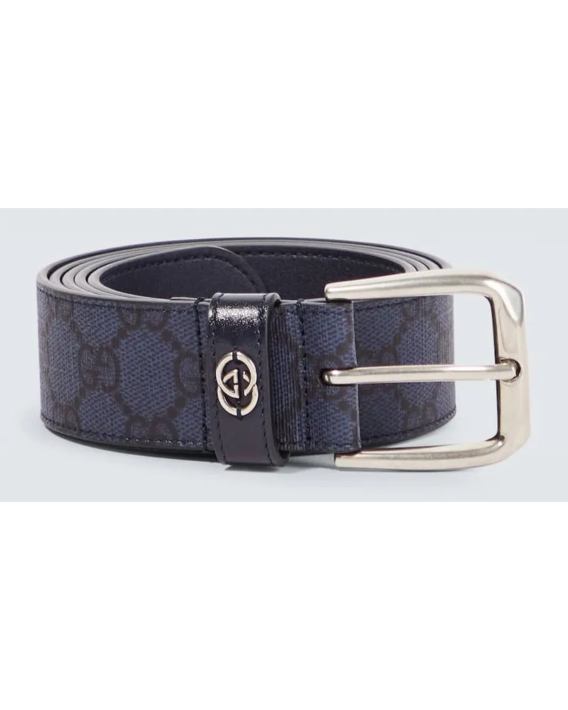 Gucci Cintura in pelle GG Blu