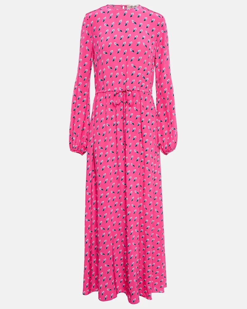 Diane von Furstenberg Abito lungo Sidney con stampa Rosa