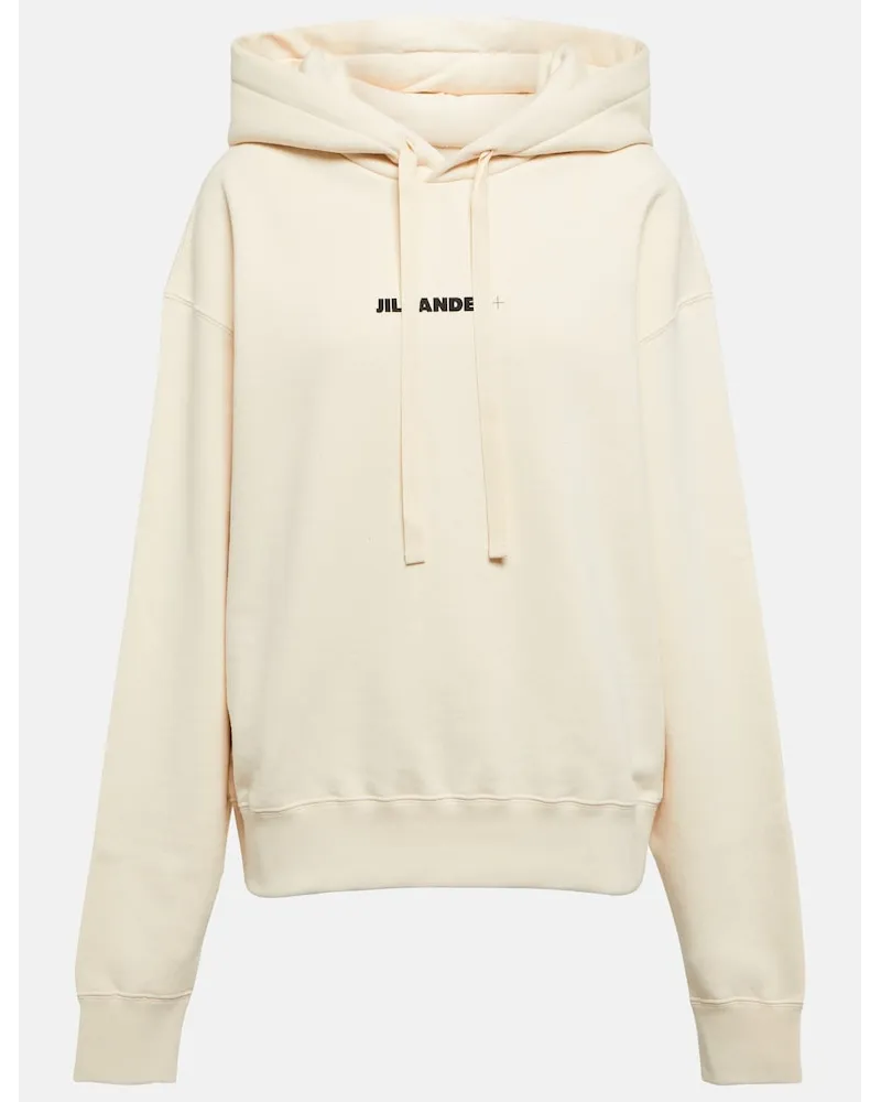 Jil Sander Felpa in jersey di cotone con cappuccio Bianco