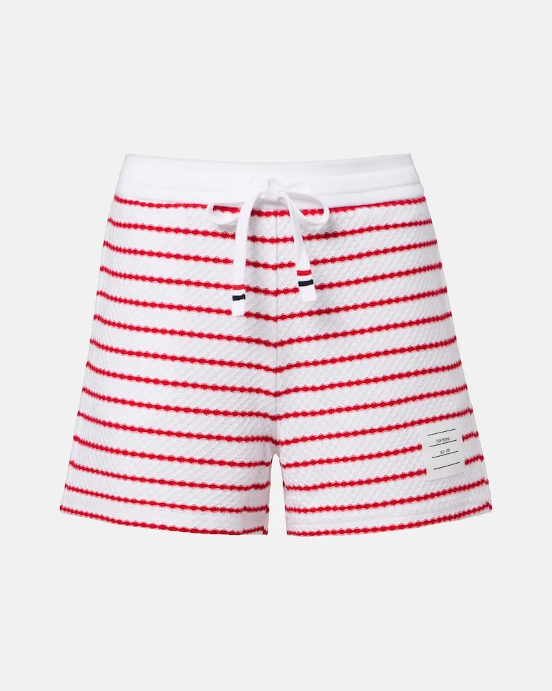 Thom Browne Shorts in cotone a righe Bianco