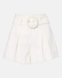 FARM Rio Shorts Festone in cotone a vita alta Bianco