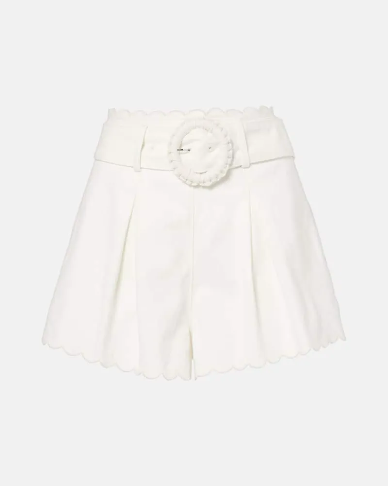 FARM Rio Shorts Festone in cotone a vita alta Bianco