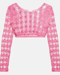 Anna Kosturova Top cropped Bella in crochet di cotone Rosa