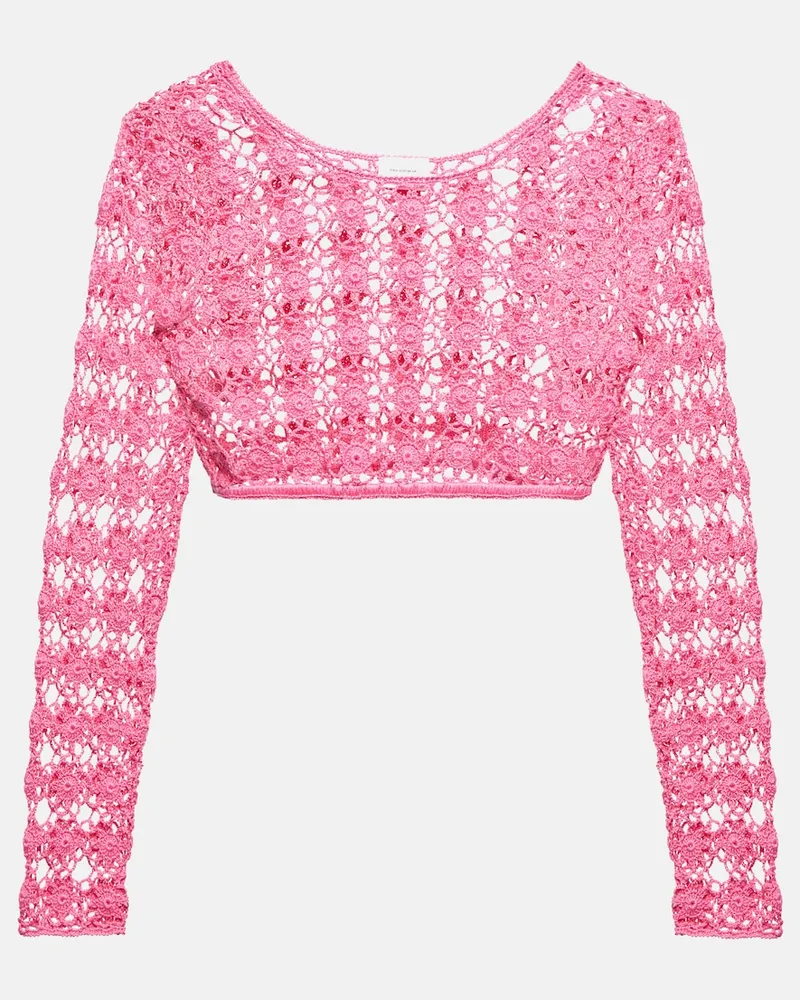 Anna Kosturova Top cropped Bella in crochet di cotone Rosa