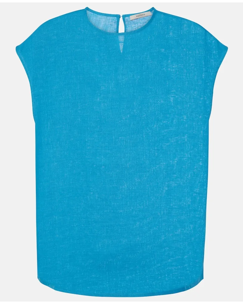 ASCENO Top Dasha in lino Blu