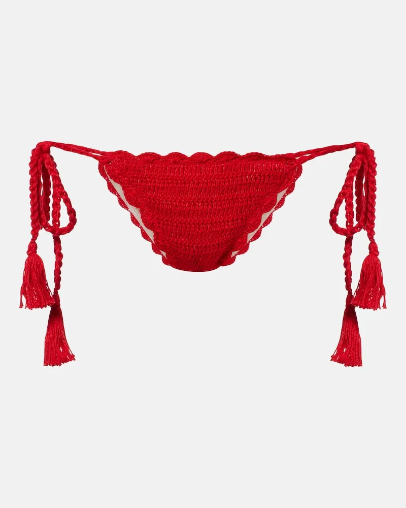 Anna Kosturova Slip bikini in cotone crochet Rosso