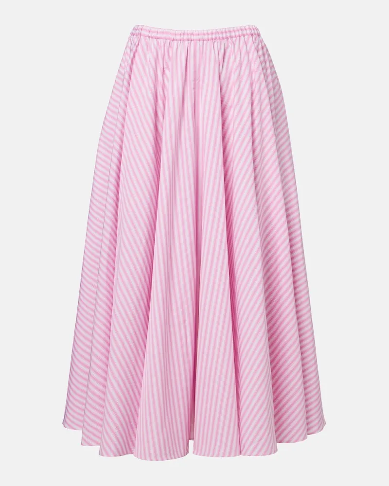 Patou Gonna midi in popeline di cotone a righe Rosa