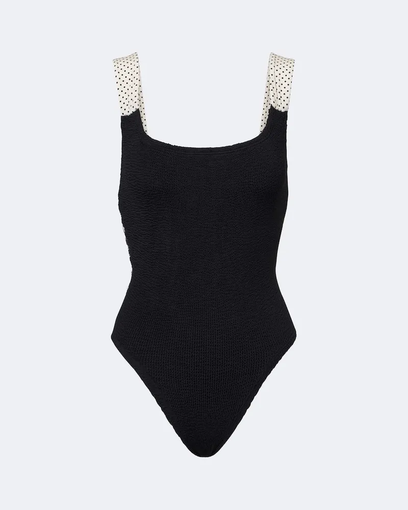 Hunza G Costume intero Zoe a pois Nero