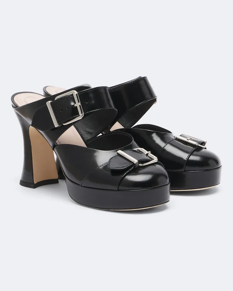 Simone Rocha Mules Buckle Sculpt in pelle Nero