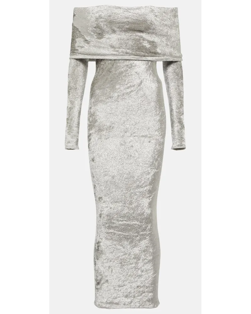 Alaïa AlaÃ¯a Abito midi in velluto Argento