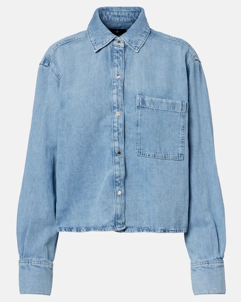 7 for all mankind Camicia Ivy in denim di cotone e lino Blu