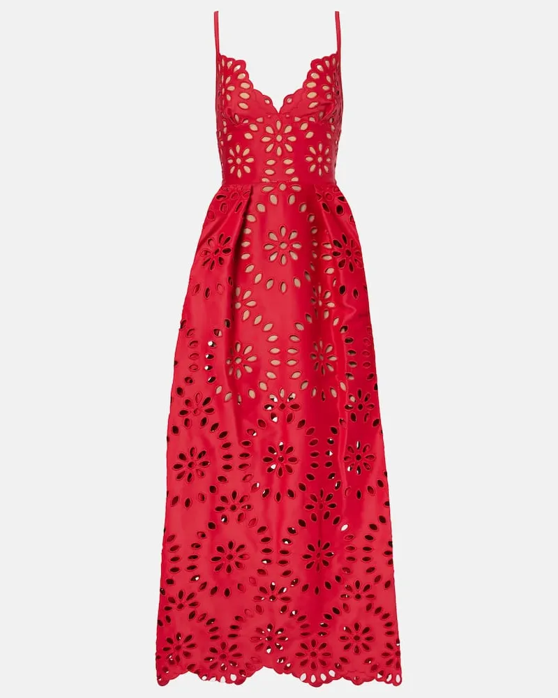 Elie Saab Abito lungo in raso con ricamo Rosso