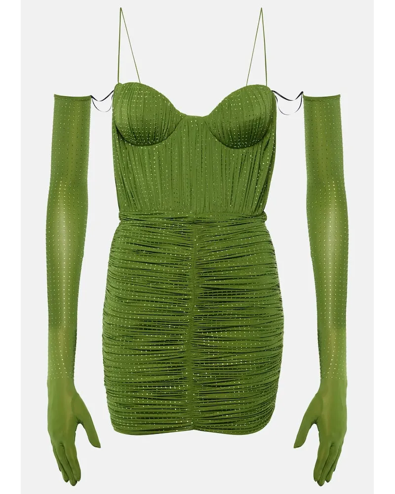 Alex Perry Abito corto in jersey con cristalli Verde