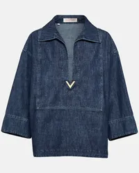 Valentino Garavani Top in denim di chambray Blu