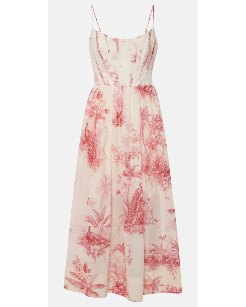 Zimmermann Abito Waverly in cotone con stampa Bianco