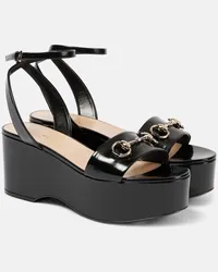 Gucci Sandali Horsebit in pelle con platform Nero