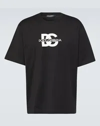 Dolce & Gabbana T-shirt in jersey di cotone con logo Nero