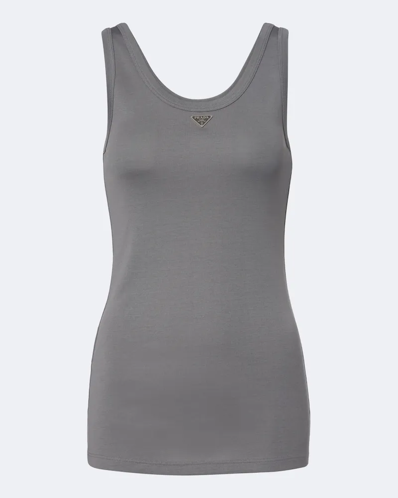 Prada Top in cotone a coste Grigio