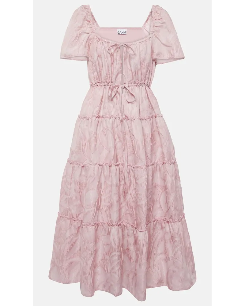 Ganni Abito midi in jacquard Rosa