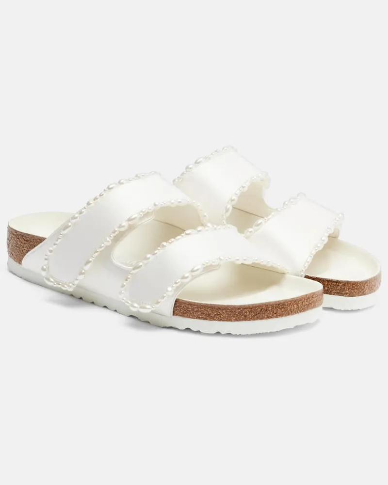 Birkenstock Sandali Arizona in raso con perle bijoux Bianco