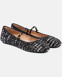 Gianvito Rossi Ballerine Mary Jane Mary Ribbon 05 in bouclé Nero