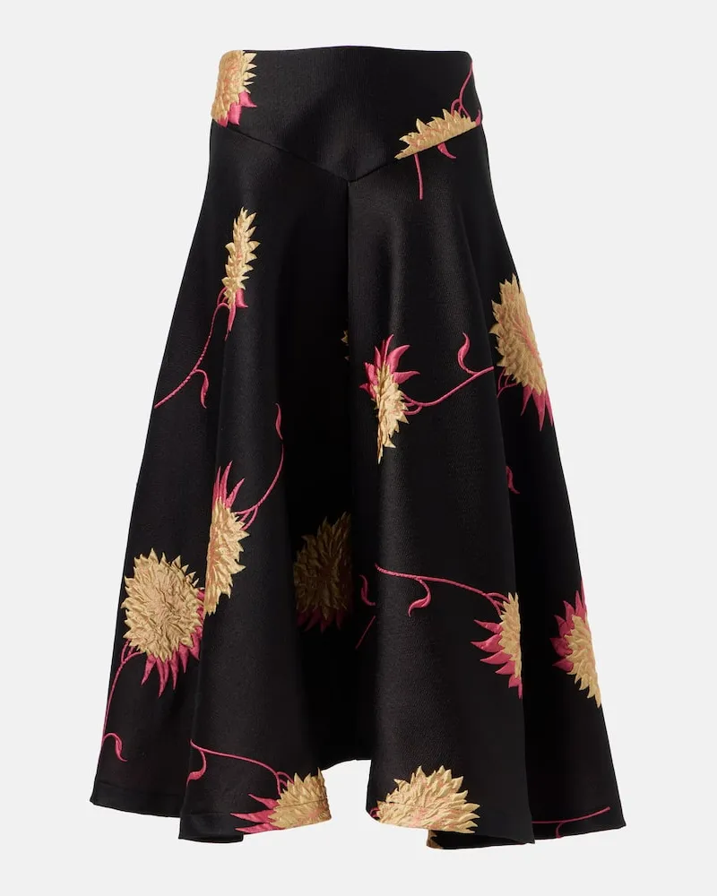 La DoubleJ Gonna midi Milano in jacquard di raso Nero