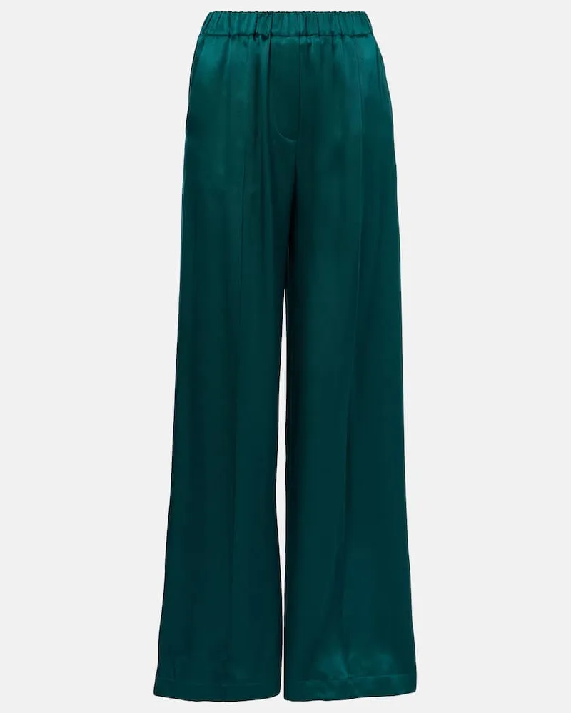 Loewe Pantaloni pigiama in raso di seta Verde