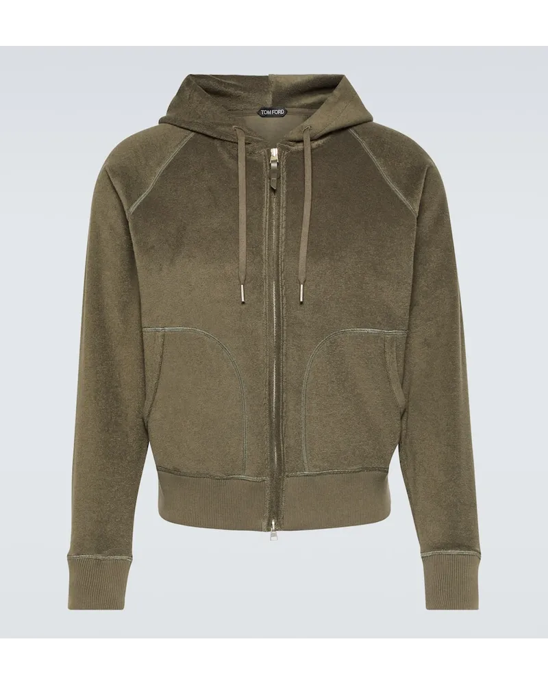 Tom Ford Felpa in spugna di cotone con cappuccio Verde
