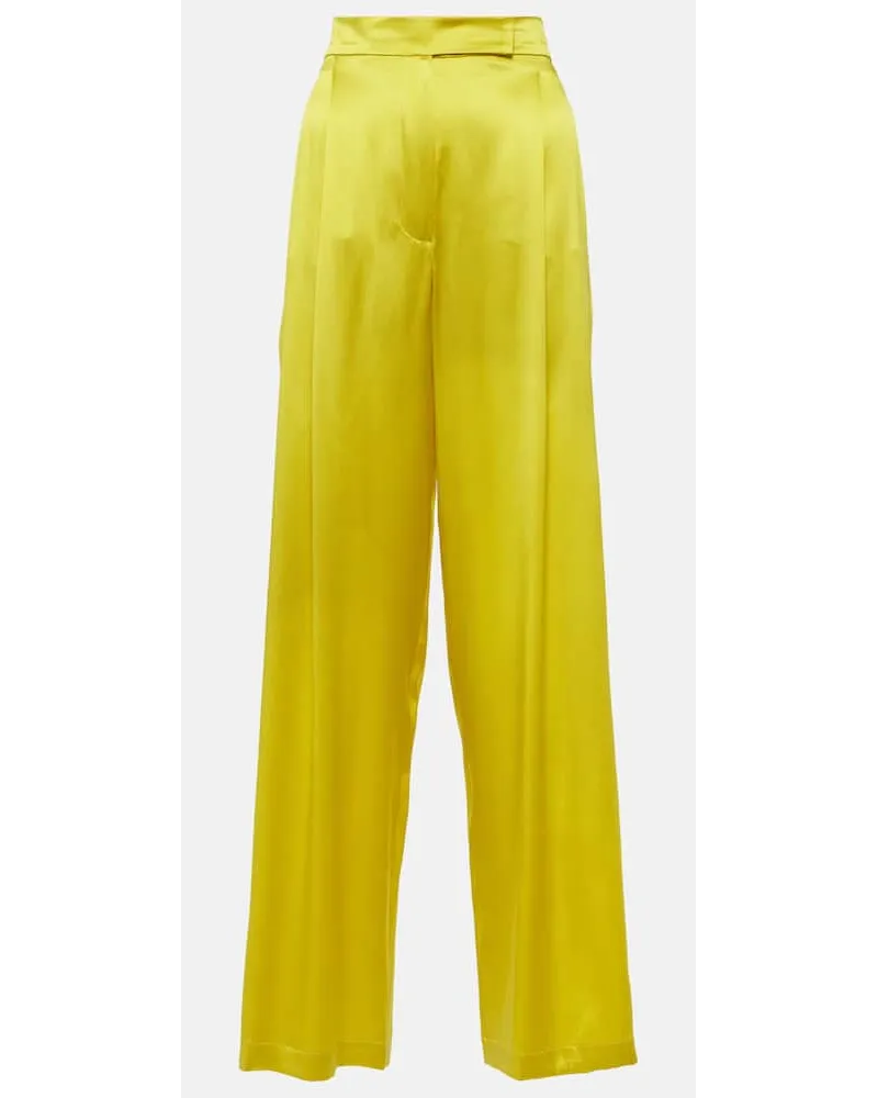 Max Mara Pantaloni a gamba larga Fiesta in seta Giallo