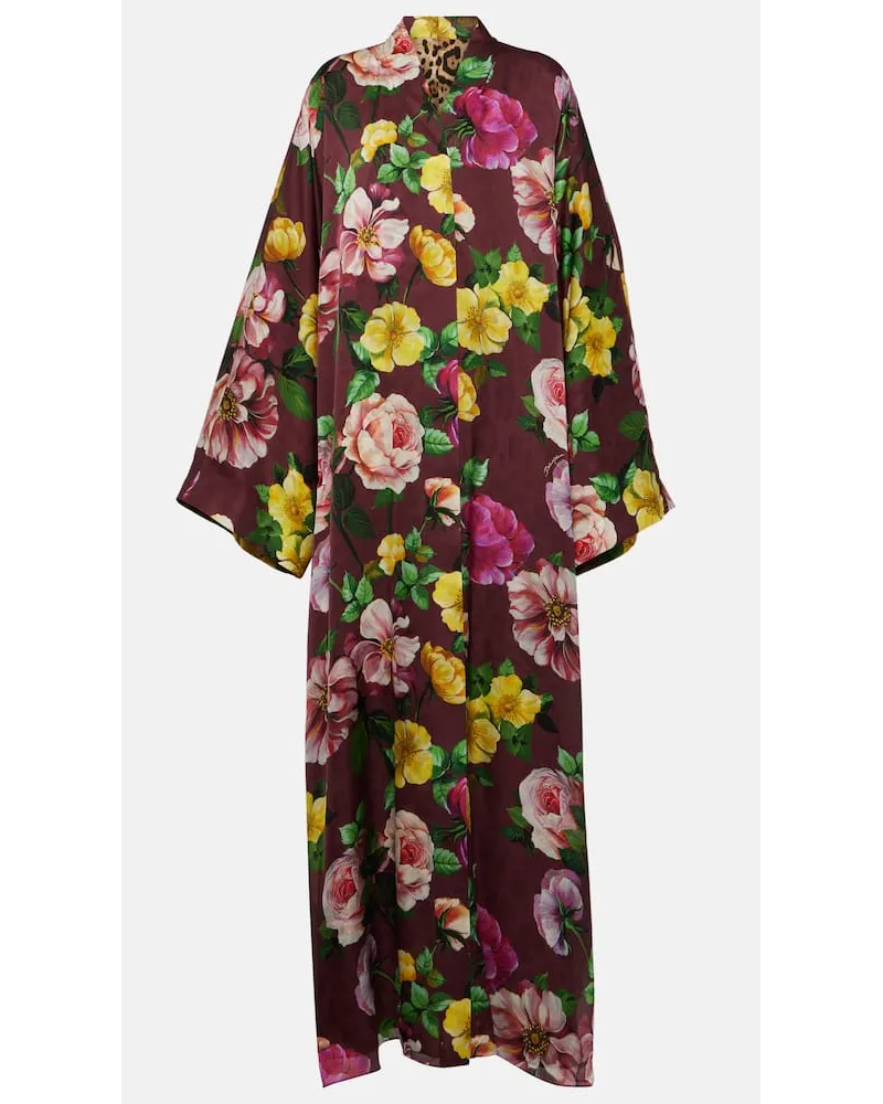 Dolce & Gabbana Abito lungo in seta con stampa Multicolore