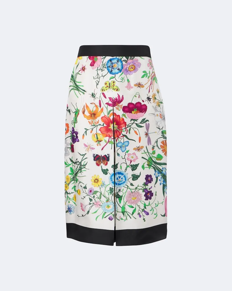 Gucci Pantaloni culottes Gucci Flora in twill di seta Multicolore