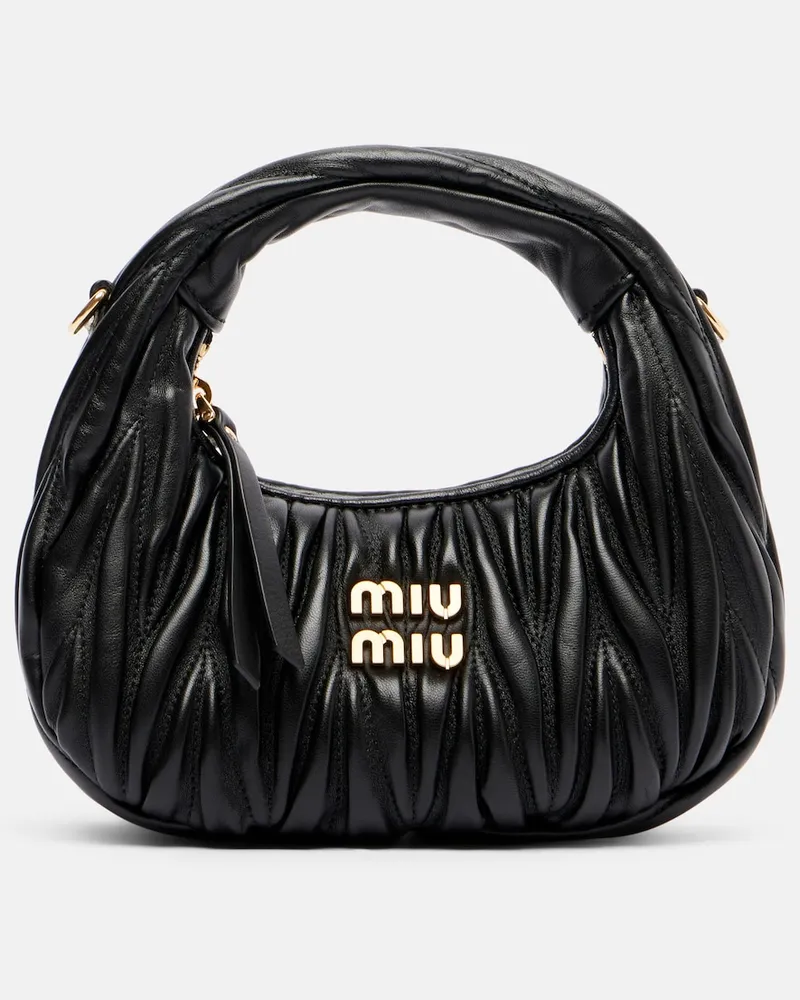 Miu Miu Borsa Wander Mini in pelle matelassé Nero