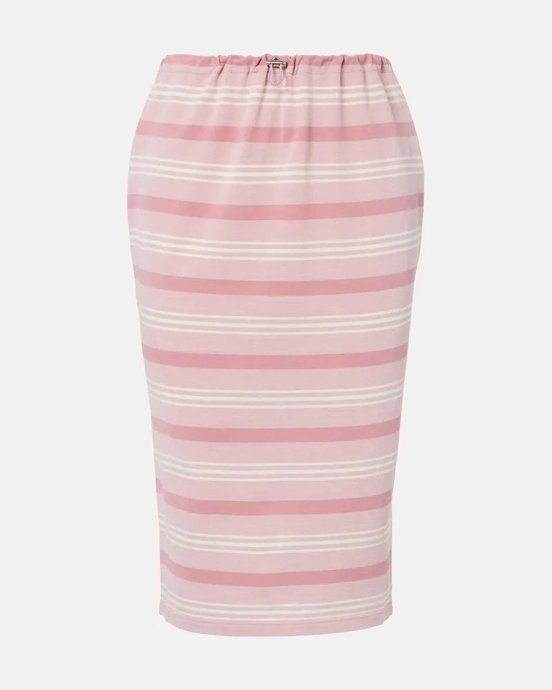 Prada Gonna a tubino in piquÃ© di cotone a righe Rosa