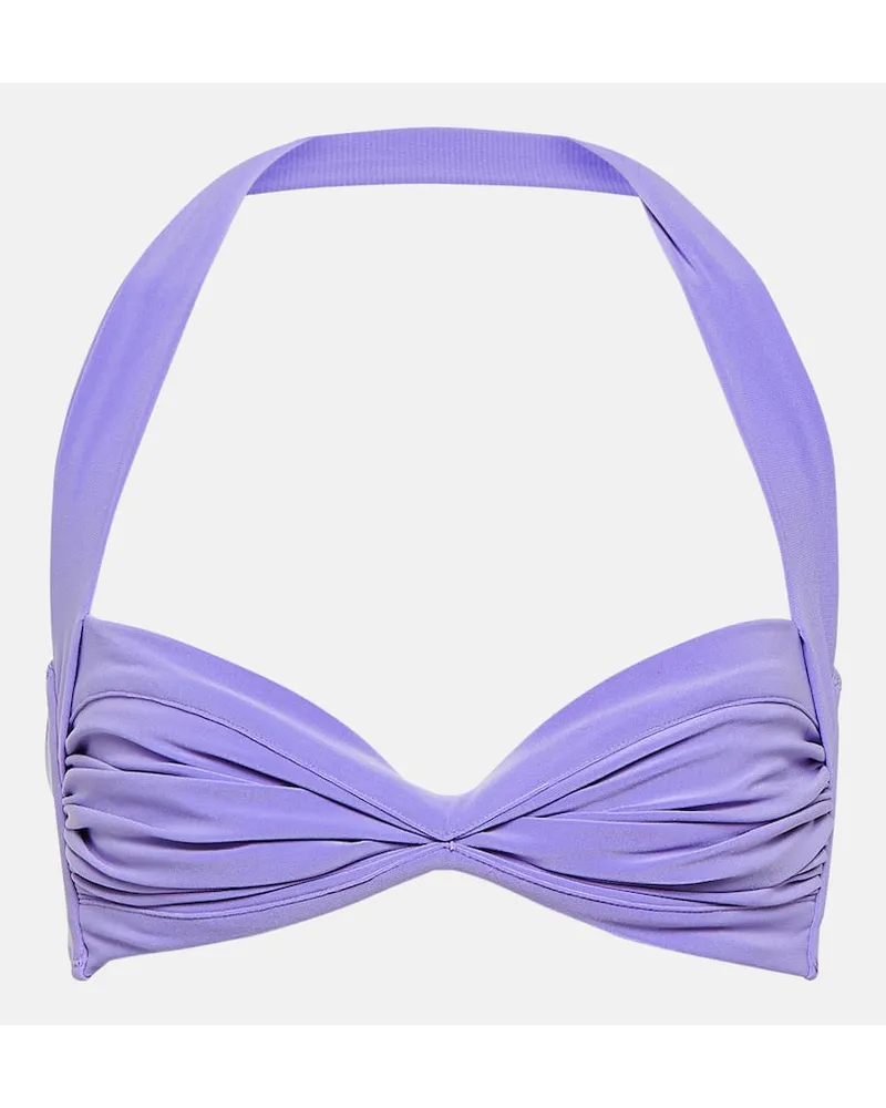 Norma Kamali Top bikini Bill con ruches Viola