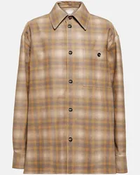 Bottega Veneta Camicia in pelle a quadri Beige