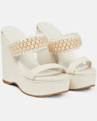 Jimmy Choo Sandali Amoure Wedge 130 in pelle Neutro