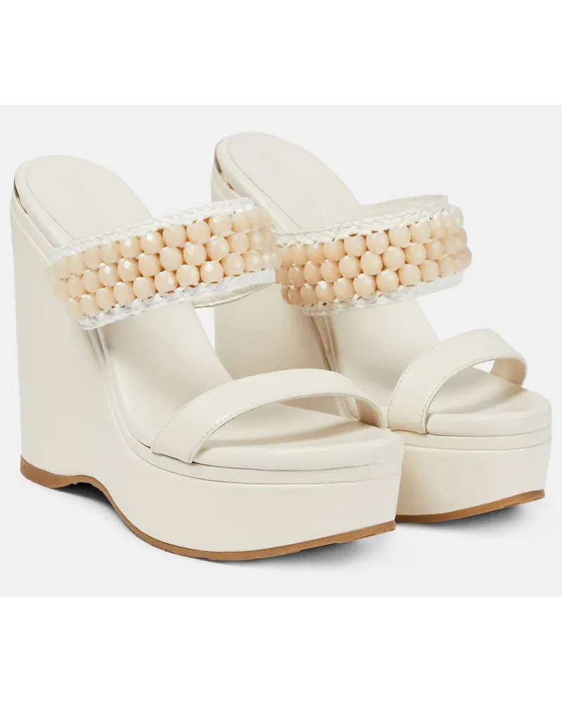 Jimmy Choo Sandali Amoure Wedge 130 in pelle Neutro