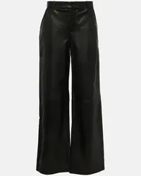 Frame Denim Pantaloni in pelle a gamba larga Nero