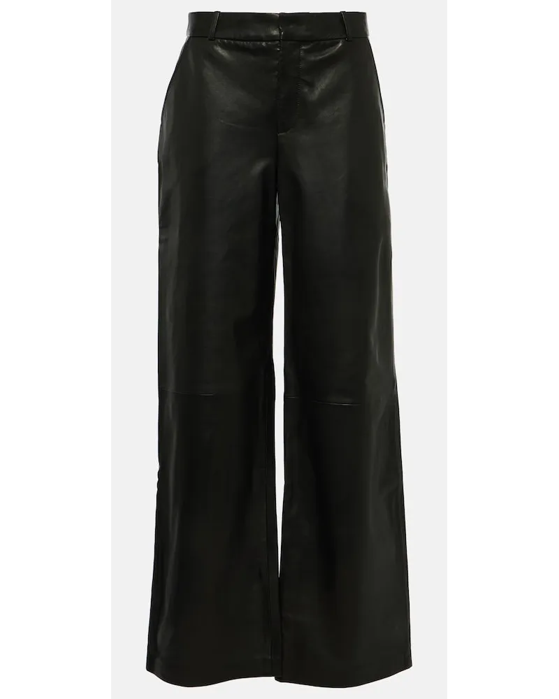 Frame Denim Pantaloni in pelle a gamba larga Nero