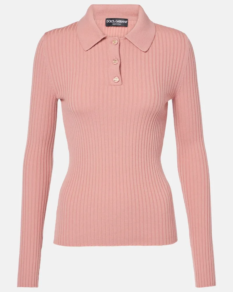 Dolce & Gabbana Polo in misto lana Rosa