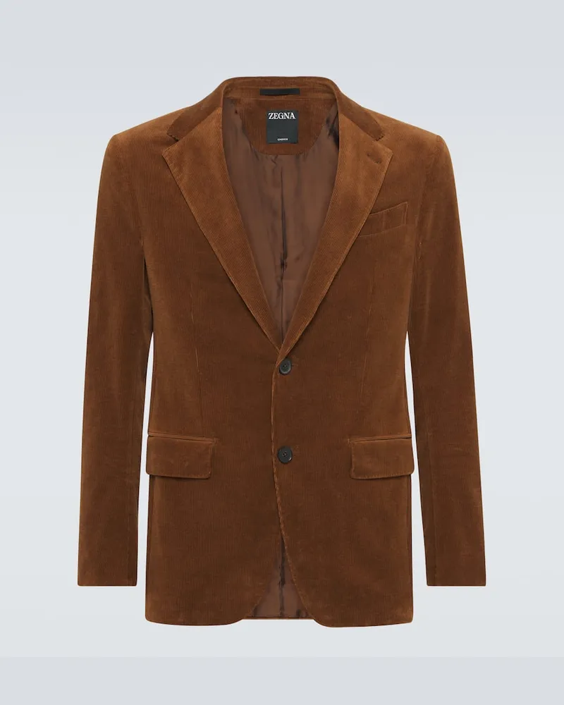 Ermenegildo Zegna Blazer in velluto di cotone e cashmere Marrone