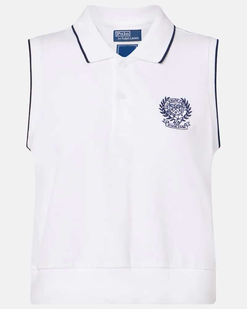 Ralph Lauren x Wimbledon – Top in piqué di misto cotone Bianco
