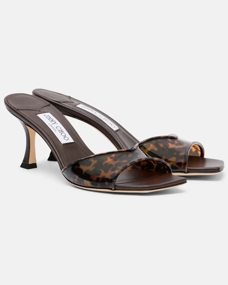 Jimmy Choo Mules Skye in TPU con stampa leopardata Marrone